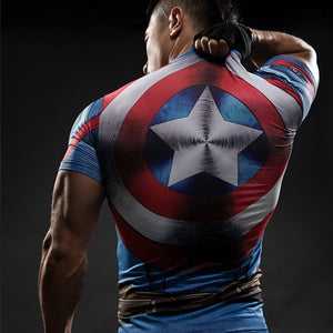 Captain America 3D Fitness T-Shirt -I-