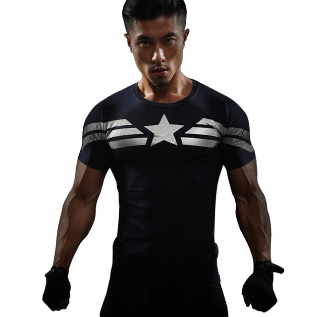 Captain America 3D Fitness T-Shirt